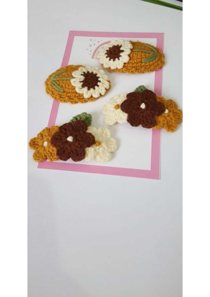 Sonbahar Tonları % 100 Cotton El Emeği 4'lü Çıt Çıt Toka
