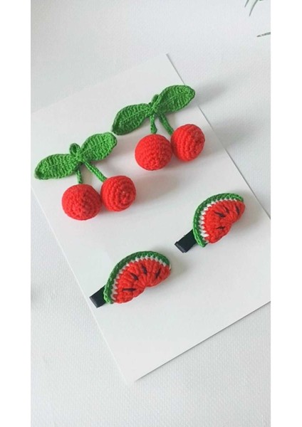 El Emeği Organik Kırmızı Meyve Model 4'lü Toka Set