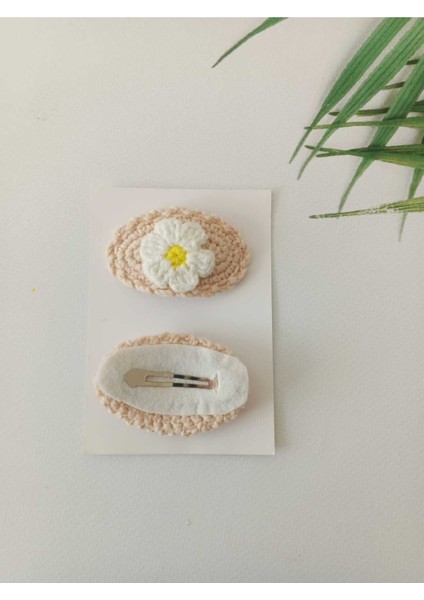 Papatya El Emeği Organik Niş 2'li Çıt Çıt Toka / Daisy Hair Accessories Crochet Pattern ( 2pcs )
