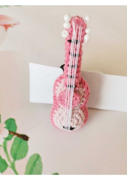 Toka Rock Pembe Gitar El Emeği Lastik Toka