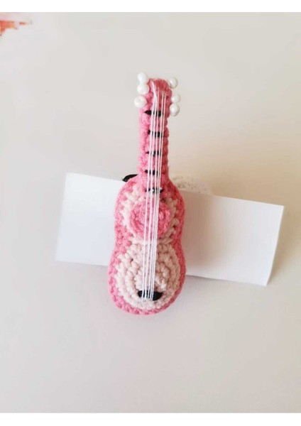 Toka Rock Pembe Gitar El Emeği Lastik Toka