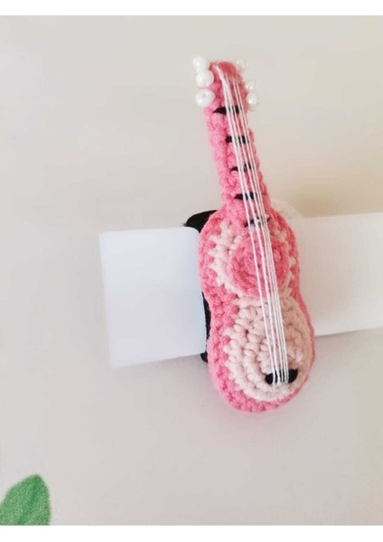 Toka Rock Pembe Gitar El Emeği Lastik Toka