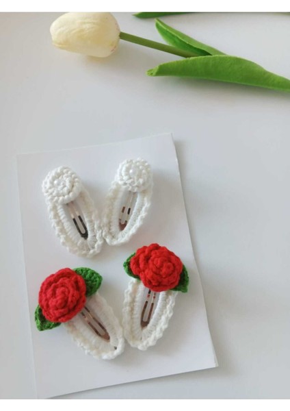 Toka Çiçek Handmade Organik 4'lü El Emeği Çıt Çıt Toka Set