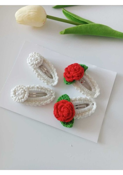 Toka Çiçek Handmade Organik 4'lü El Emeği Çıt Çıt Toka Set