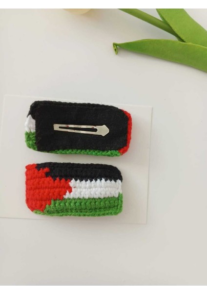 Filistin Devlet Bayrağı Özel Tasarım % 100 Cotton El Emeği 2'li Çıt Çıt Toka Set