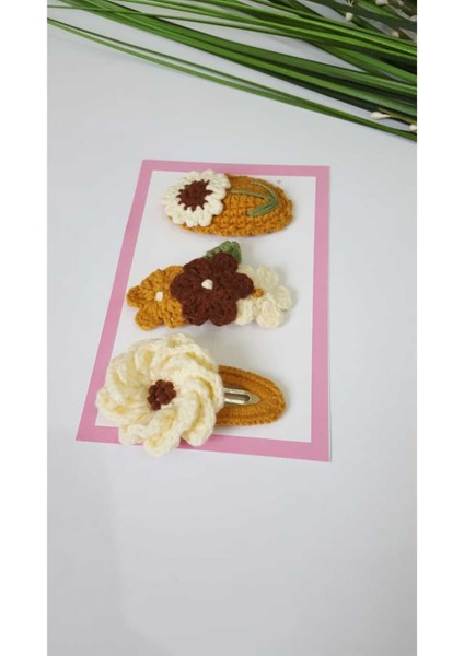 Zerafet 3'lü El Emeği % 100 Cotton Karma Çıt Çıt Toka Set