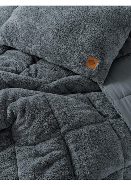 Çift Kişilik Peluş Yorgan Seti Gri fiyatları