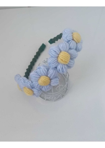 Mavi Papatya Örgü Handmade Taç