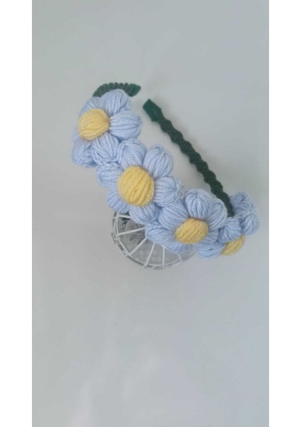 Mavi Papatya Örgü Handmade Taç