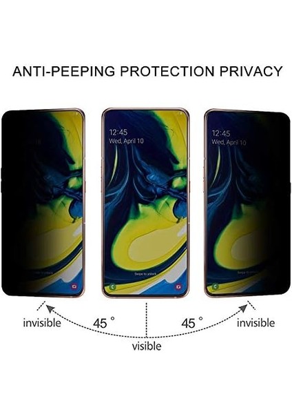 Samsung Galaxy A80 Privacy 5d Gizlilik Filtreli Cam Ekran Koruyucu Siyah