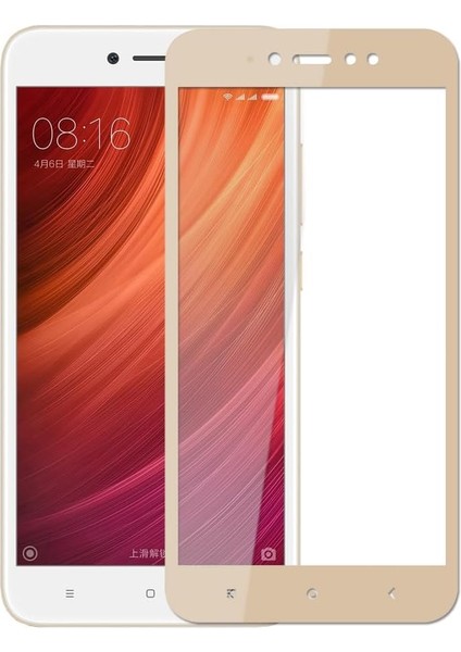 Xiaomi Redmi Note 5A Uyumlu Full Kaplayan Temperli 5d Ekran Koruyucu Cam (Gold)