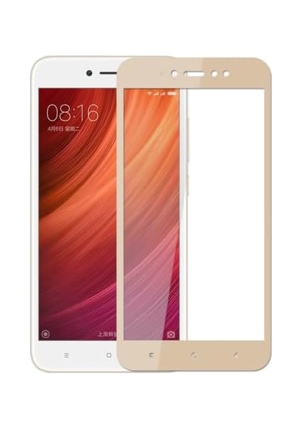 Xiaomi Redmi Note 5A Uyumlu Full Kaplayan Temperli 5d Ekran Koruyucu Cam (Gold)