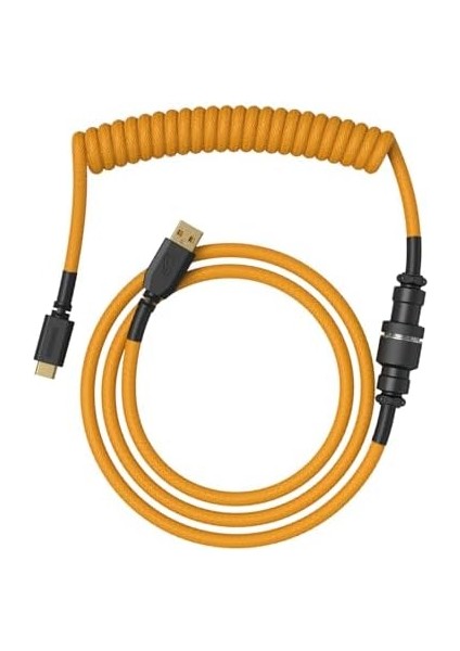 Coiled Keyboard Cable - Coiled USB C Cable Artisan Braided Cables For Mechanical Gaming Keyboard Coiled Cable - Custom Keyboard Cable (Glorious Gold)