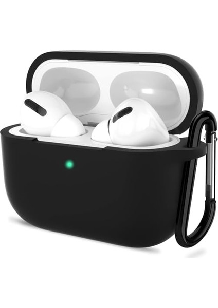 Apple Airpods Pro 2 Kılıf, Tam Koruyucu Özellikli Yumuşak Silikon Airpods Aksesuar Kılıf Apple ile Uyumlu Airpods,kadın Erkek, Anahtarlıklı Kablosuz ve Kablolu Şarj Özellikli Kılıfı, Siyah modelleri