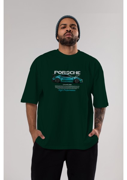 Porsche Cayman Rsr Ön Baskılı Oversize T-Shirt Erkek Kadın Unisex Pamuk Bisiklet Yaka Tişort indirimleri