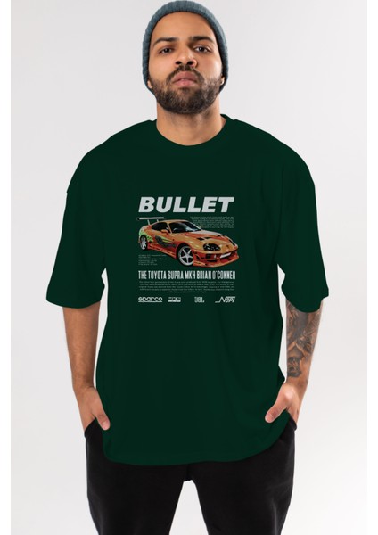 Toyota Supra Mk4 Bullet Ön Baskılı Oversize T-Shirt Erkek Kadın Unisex Pamuk Bisiklet Yaka Tişort