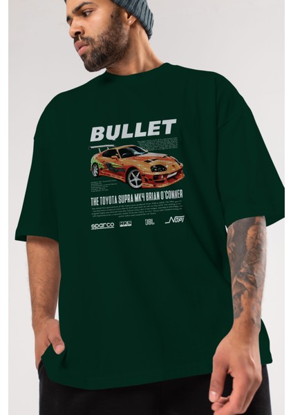 Toyota Supra Mk4 Bullet Ön Baskılı Oversize T-Shirt Erkek Kadın Unisex Pamuk Bisiklet Yaka Tişort modelleri