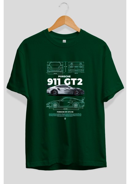 Porsche 911 Gt2 Rs 3 Ön Baskılı Oversize T-Shirt Erkek Kadın Unisex Pamuk Bisiklet Yaka Tişort fiyatları