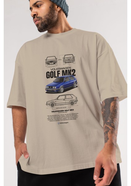 Volkswagen Golf Mk2 Ön Baskılı Oversize T-Shirt Erkek Kadın Unisex Pamuk Bisiklet Yaka Tişort modelleri