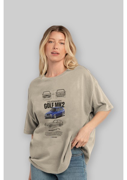 Volkswagen Golf Mk2 Ön Baskılı Oversize T-Shirt Erkek Kadın Unisex Pamuk Bisiklet Yaka Tişort fırsatları