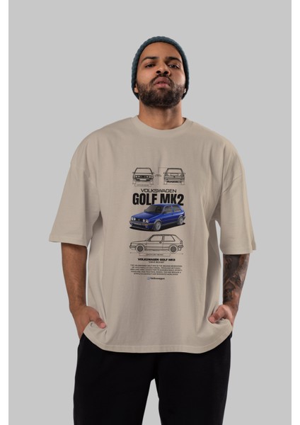 Volkswagen Golf Mk2 Ön Baskılı Oversize T-Shirt Erkek Kadın Unisex Pamuk Bisiklet Yaka Tişort indirimleri