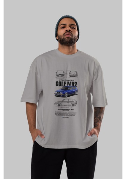 Volkswagen Golf Mk2 Ön Baskılı Oversize T-Shirt Erkek Kadın Unisex Pamuk Bisiklet Yaka Tişort indirimleri