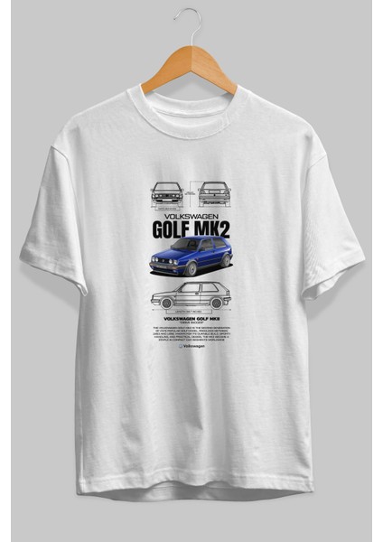 Volkswagen Golf Mk2 Ön Baskılı Oversize T-Shirt Erkek Kadın Unisex Pamuk Bisiklet Yaka fiyatları