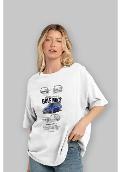 Volkswagen Golf Mk2 Ön Baskılı Oversize T-Shirt Erkek Kadın Unisex Pamuk Bisiklet Yaka fırsatları