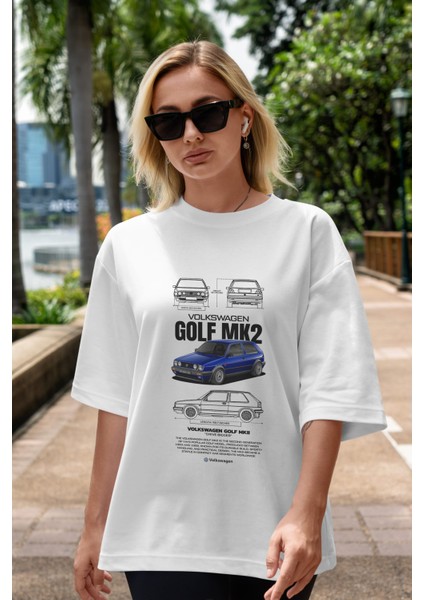 Volkswagen Golf Mk2 Ön Baskılı Oversize T-Shirt Erkek Kadın Unisex Pamuk Bisiklet Yaka indirimleri