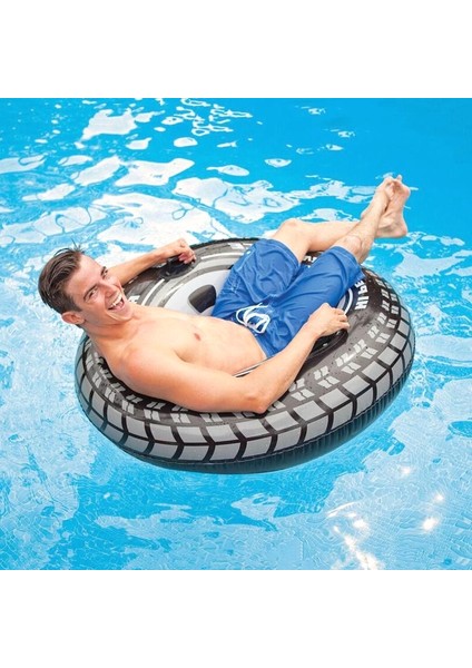 Tutmalı Teker Desenli Simit - Şişme Tekerlek Simit - Teker Deniz Simidi - Lastik Desenli Simit - Lastik Şişme Deniz Simidi 114 Cm.