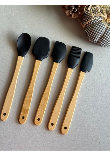 Betty 5 Li Mini Bambu Spatula Seti - Siyah fiyatları