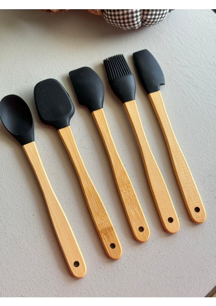Betty 5 Li Mini Bambu Spatula Seti - Siyah fırsatları