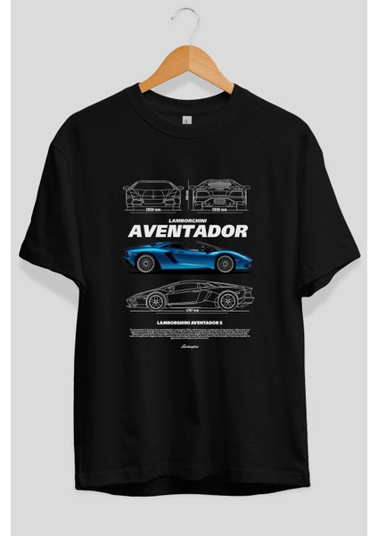 Lamborghini Aventador S Ön Baskılı Oversize T-Shirt Erkek Kadın Unisex Pamuk Bisiklet Yaka fiyatları