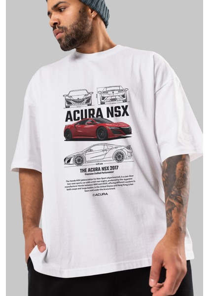 Honda Acura Nsx 1 Ön Baskılı Oversize T-Shirt Erkek Kadın Unisex Pamuk Bisiklet Yaka modelleri