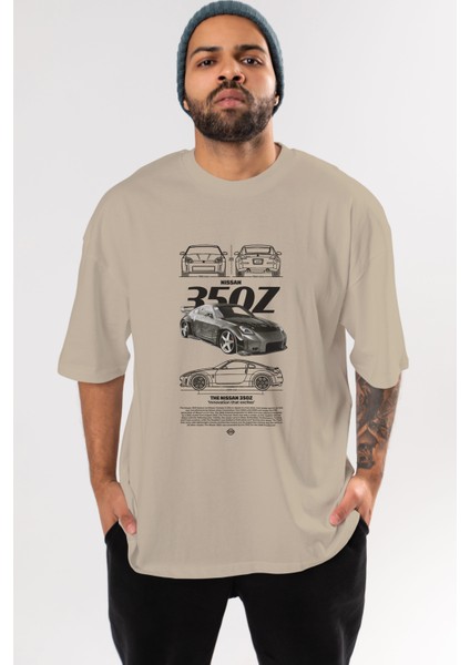 Nıssan 350Z 5 Ön Baskılı Oversize T-Shirt Erkek Kadın Unisex Pamuk Bisiklet Yaka Tişort
