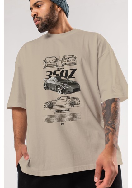 Nıssan 350Z 5 Ön Baskılı Oversize T-Shirt Erkek Kadın Unisex Pamuk Bisiklet Yaka Tişort modelleri