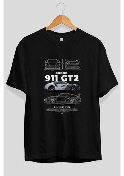 Porsche 911 Gt2 Rs 3 Ön Baskılı Oversize T-Shirt Erkek Kadın Unisex Pamuk Bisiklet Yaka fiyatları