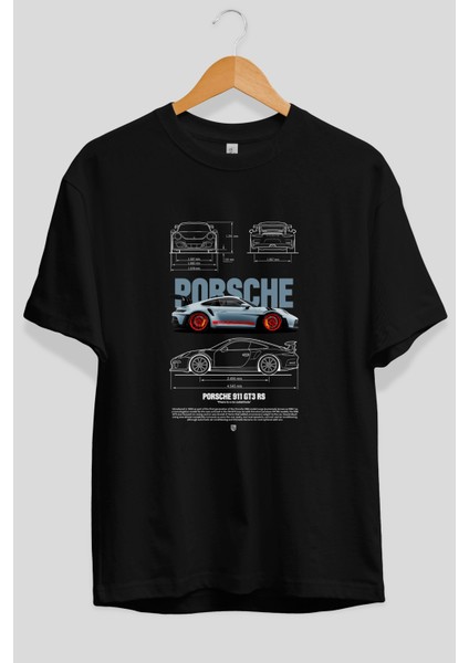 Porsche 911 Gt3 Rs 2 Ön Baskılı Oversize T-Shirt Erkek Kadın Unisex Pamuk Bisiklet Yaka fiyatları