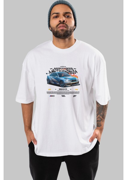 Need For Speed Bmw M3 Gtr Ön Baskılı Oversize T-Shirt Erkek Kadın Unisex Pamuk Bisiklet Yaka