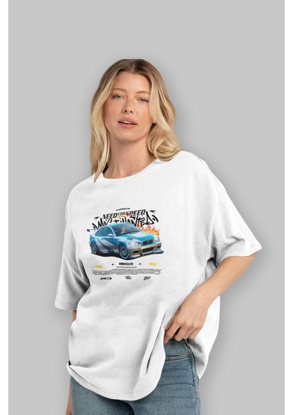 Need For Speed Bmw M3 Gtr Ön Baskılı Oversize T-Shirt Erkek Kadın Unisex Pamuk Bisiklet Yaka fırsatları