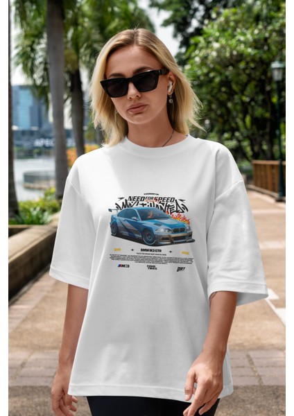 Need For Speed Bmw M3 Gtr Ön Baskılı Oversize T-Shirt Erkek Kadın Unisex Pamuk Bisiklet Yaka indirimleri
