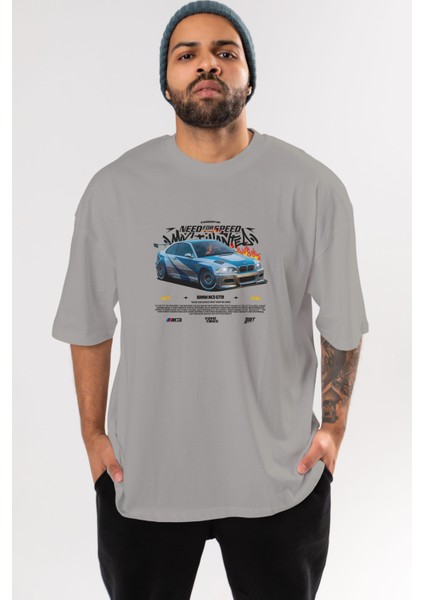 Need For Speed Bmw M3 Gtr Ön Baskılı Oversize T-Shirt Erkek Kadın Unisex Pamuk Bisiklet Yaka Tişort