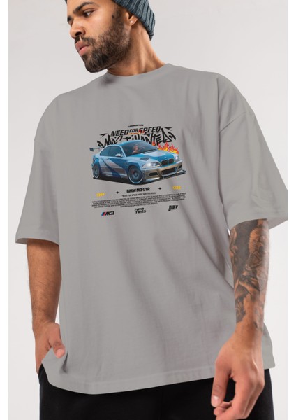 Need For Speed Bmw M3 Gtr Ön Baskılı Oversize T-Shirt Erkek Kadın Unisex Pamuk Bisiklet Yaka Tişort modelleri