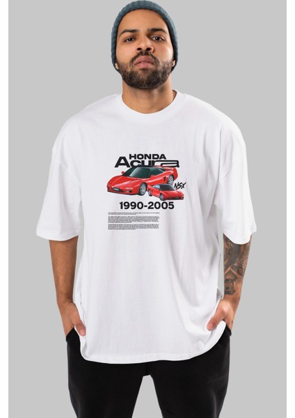 Honda Acura Nsx Ön Baskılı Oversize T-Shirt Erkek Kadın Unisex Pamuk Bisiklet Yaka