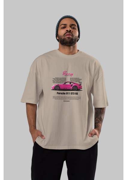 Porsche 911 Gt3 Rs Berry Ön Baskılı Oversize T-Shirt Erkek Kadın Unisex Pamuk Bisiklet Yaka Tişort indirimleri