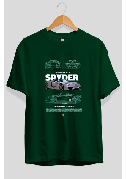 Porsche 918 Spyder 3 Ön Baskılı Oversize T-Shirt Erkek Kadın Unisex Pamuk Bisiklet Yaka Tişort fiyatları