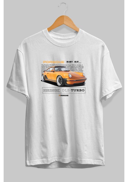 Porsche Dls-Turbo Ön Baskılı Oversize T-Shirt Erkek Kadın Unisex Pamuk Bisiklet Yaka fiyatları