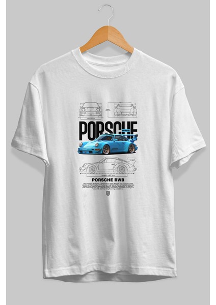 Porsche 911 Turbo S Rwb Ön Baskılı Oversize T-Shirt Erkek Kadın Unisex Pamuk Bisiklet Yaka fiyatları