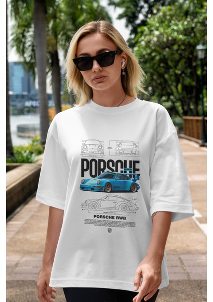 Porsche 911 Turbo S Rwb Ön Baskılı Oversize T-Shirt Erkek Kadın Unisex Pamuk Bisiklet Yaka indirimleri