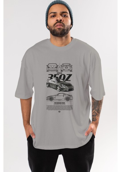 Nıssan 350Z 5 Ön Baskılı Oversize T-Shirt Erkek Kadın Unisex Pamuk Bisiklet Yaka Tişort